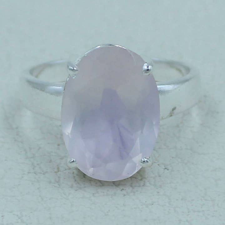 Silvex Jewelry - Wholesale Single Stone/Solitaire Ring - Pink Rose Quartz Sterling Silver Ring