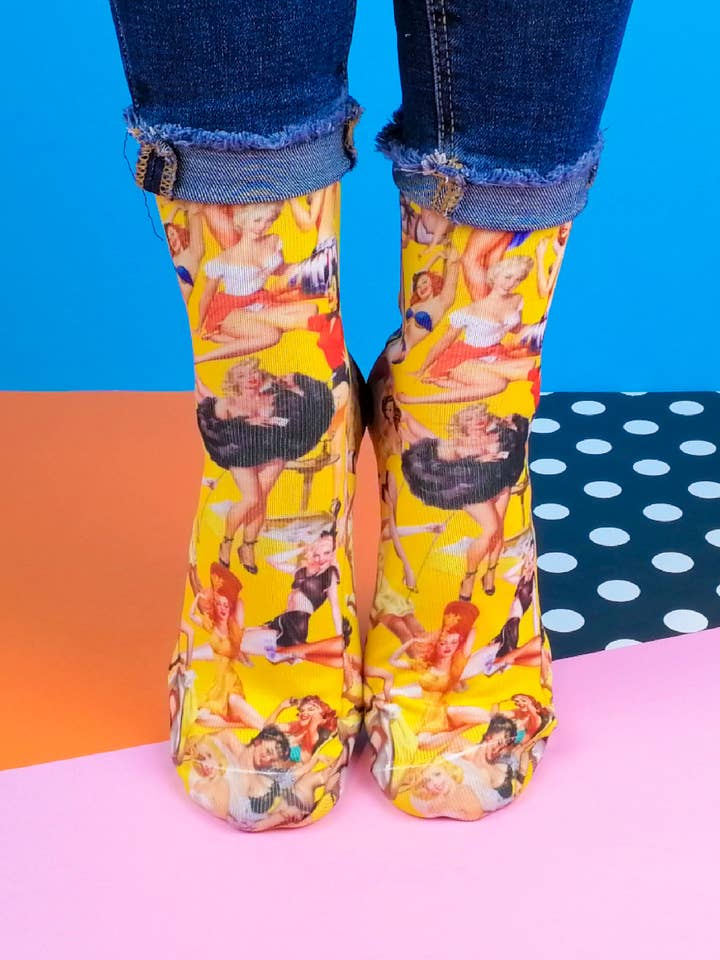 Pin Up Yellow Socks for wholesale by SWEET PARIPE