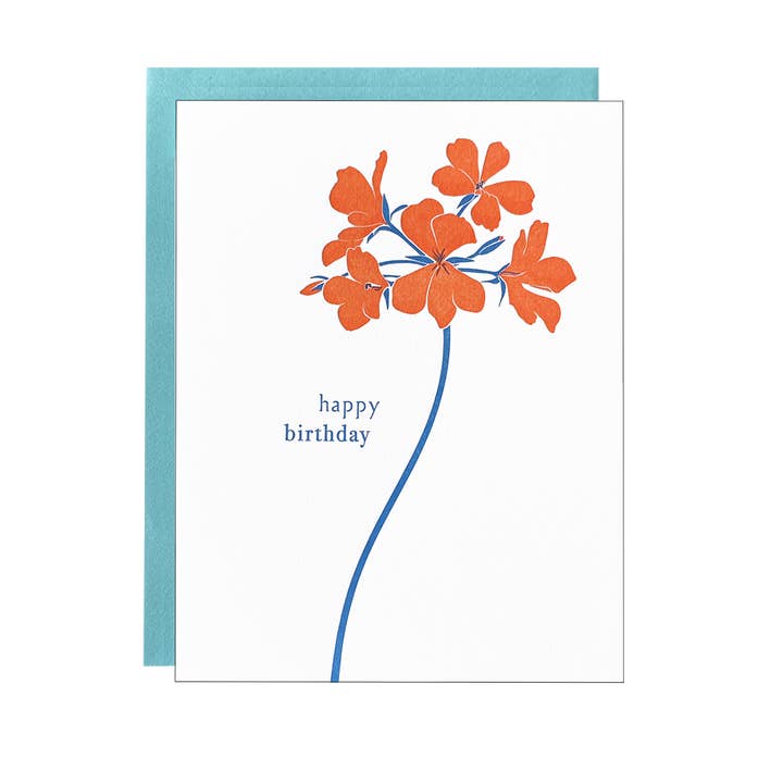 Pelargonium Birthday Card for wholesale by Navy Midnight Press