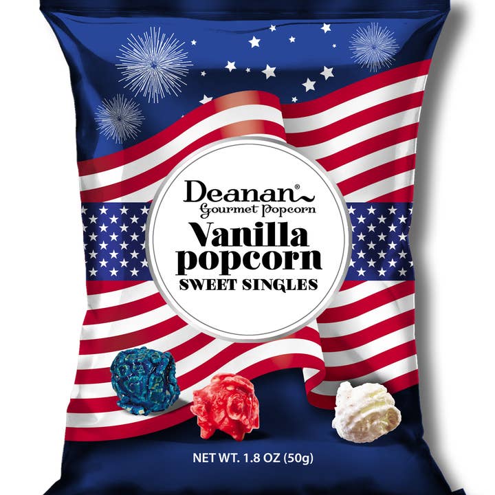 Deanan Gourmet Popcorn - Wholesale Popcorn - Patriotic - "Sweet Singles" - 100 Count
