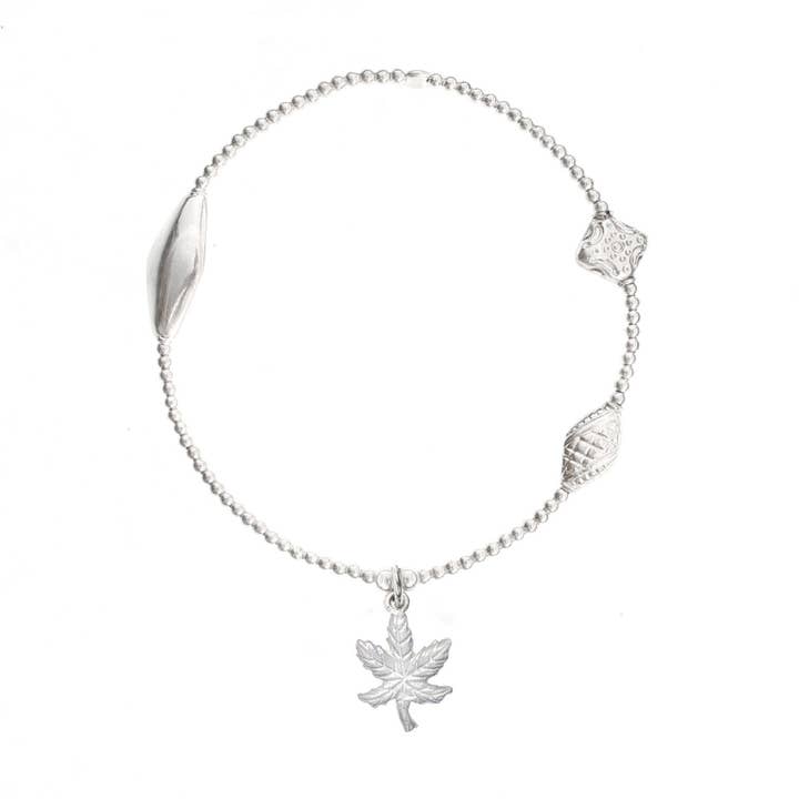 Cannabis Leaf Silver Bracelet for wholesale by Good Charma