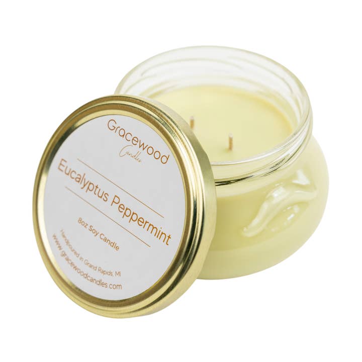 Eucalyptus Peppermint Scented Candle| Stress Relief Candles for wholesale by Gracewood Candles