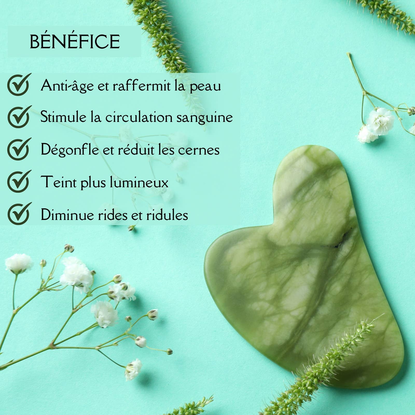 Zen'Arôme - Wholesale Gua Sha Tool - Gua Sha and Green Jade Roller - Stone Beauty Accessory1