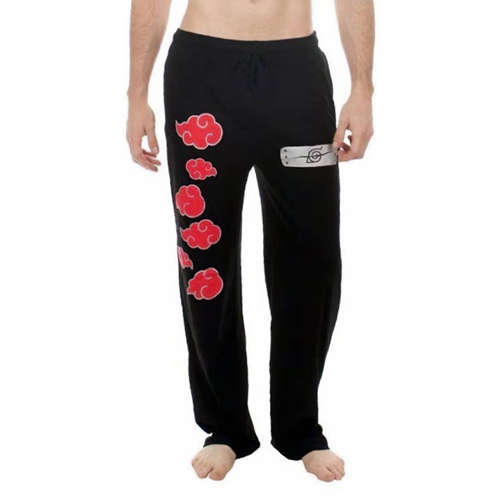 Fundom - Vente Bas de pyjama – homme - Pantalon de détente et de sommeil Naruto Shippuden avec bandeau Itachi et nuages de Konoha