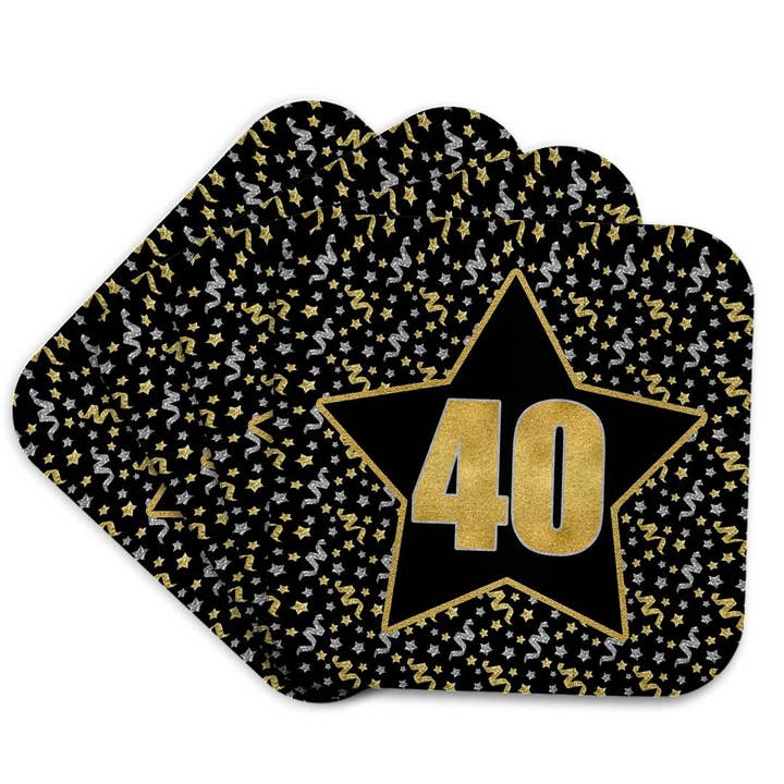3dRose, A Large Star with Confetti for 40 Year Anniversary or Birthday, Coaster for wholesale by 3dRose