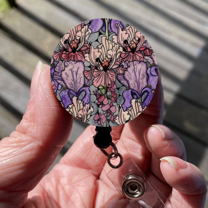 "Floral Repetition" Retractable Badge Reel / Lanyard for wholesale by PinkPolish Design