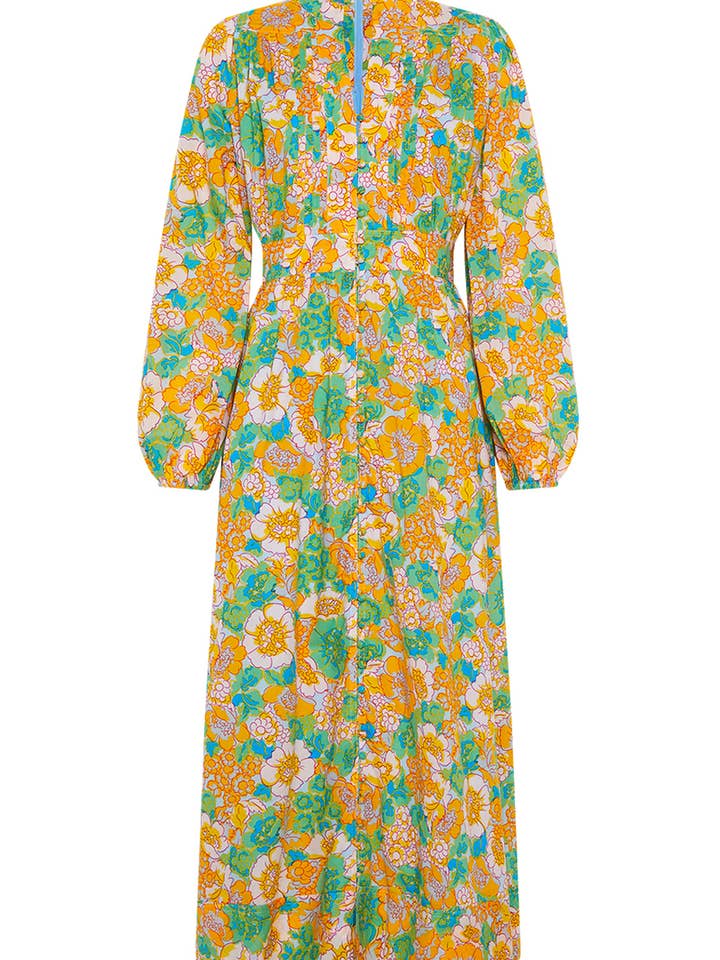 Button Through Dress With Fitted Waistband In Vibrant Multi for wholesale by Bohemian Traders