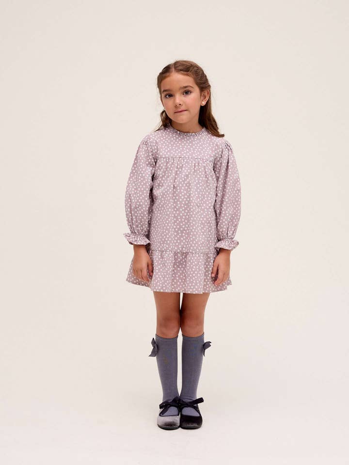 Meisjesjurk in mauve met geometrische print voor wholesale door Dadati