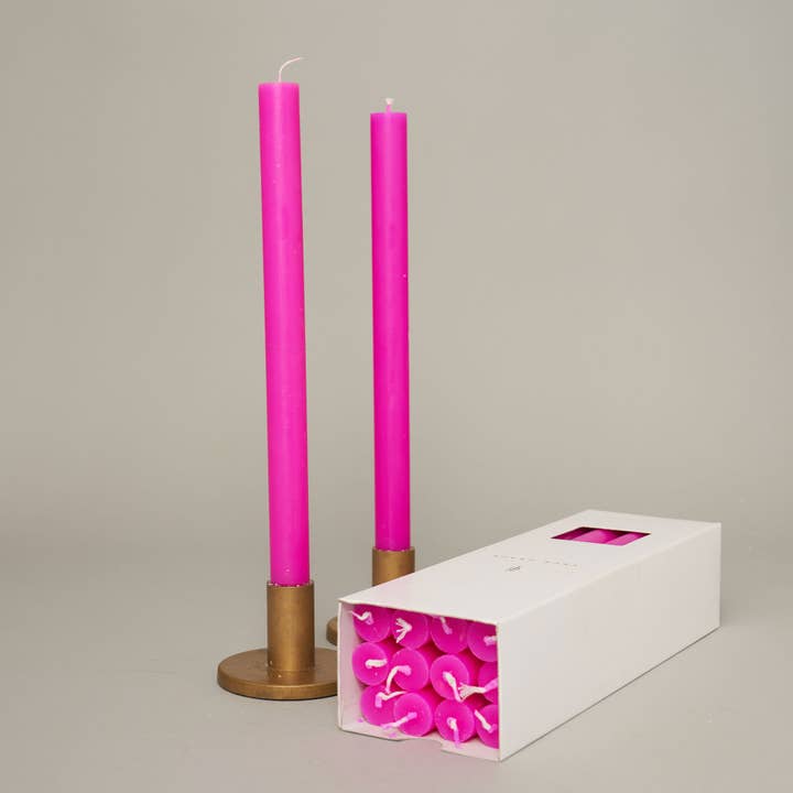 True Grace - Wholesale Tapered Candle/Candlestick - Fluoro Purple Box of 12 Dining Candles