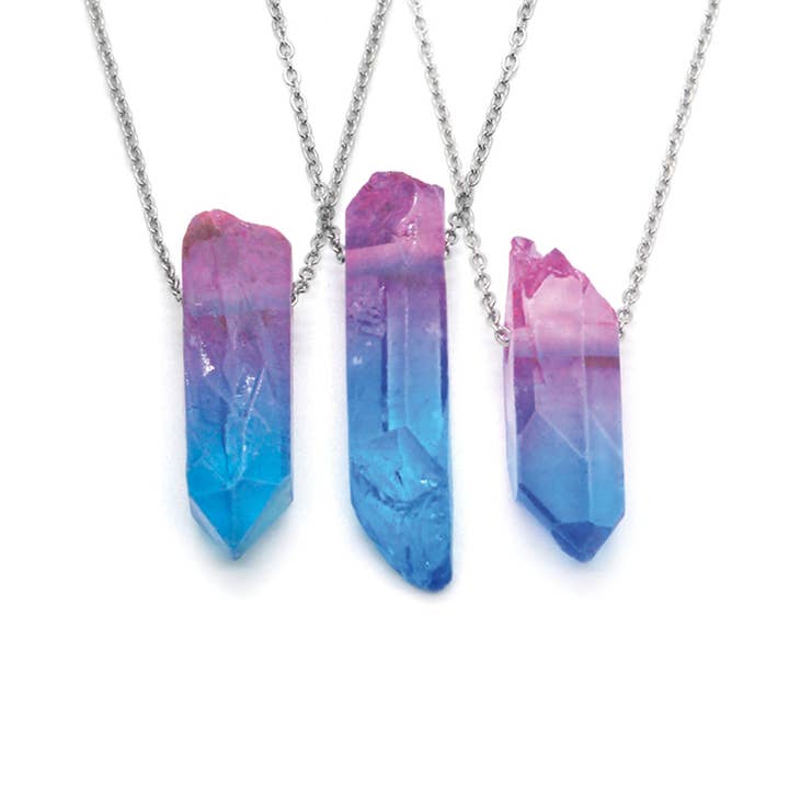 Collana in Cristallo di Quarzo Blu Viola | Ciondolo Boho in Pietra Preziosa per la vendita all'ingrosso da parte di O Yeah Gifts