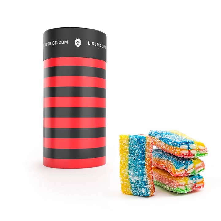 Licorice.com | Caramels.com | Taffy.com - Wholesale Licorice - Sour Rainbow Licorice Sarah's Favorite - (1lb Tube)