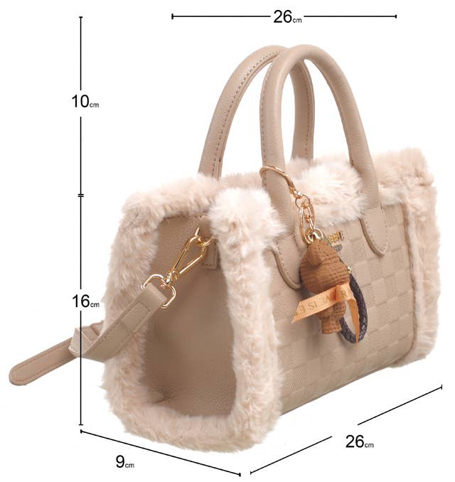 Bessie London - Wholesale Top Handle Bag - Women's - TEDDY FURRY BARREL BAG5