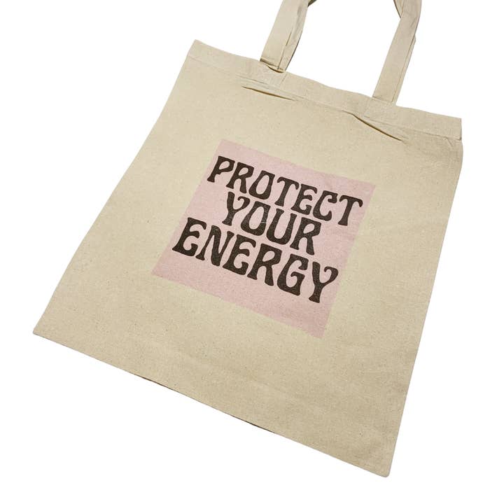 Protect Your Energy Tote Bag Slogan Print Cosmic Zodiac Bag for wholesale by ZZZEBRAAA LIMITED