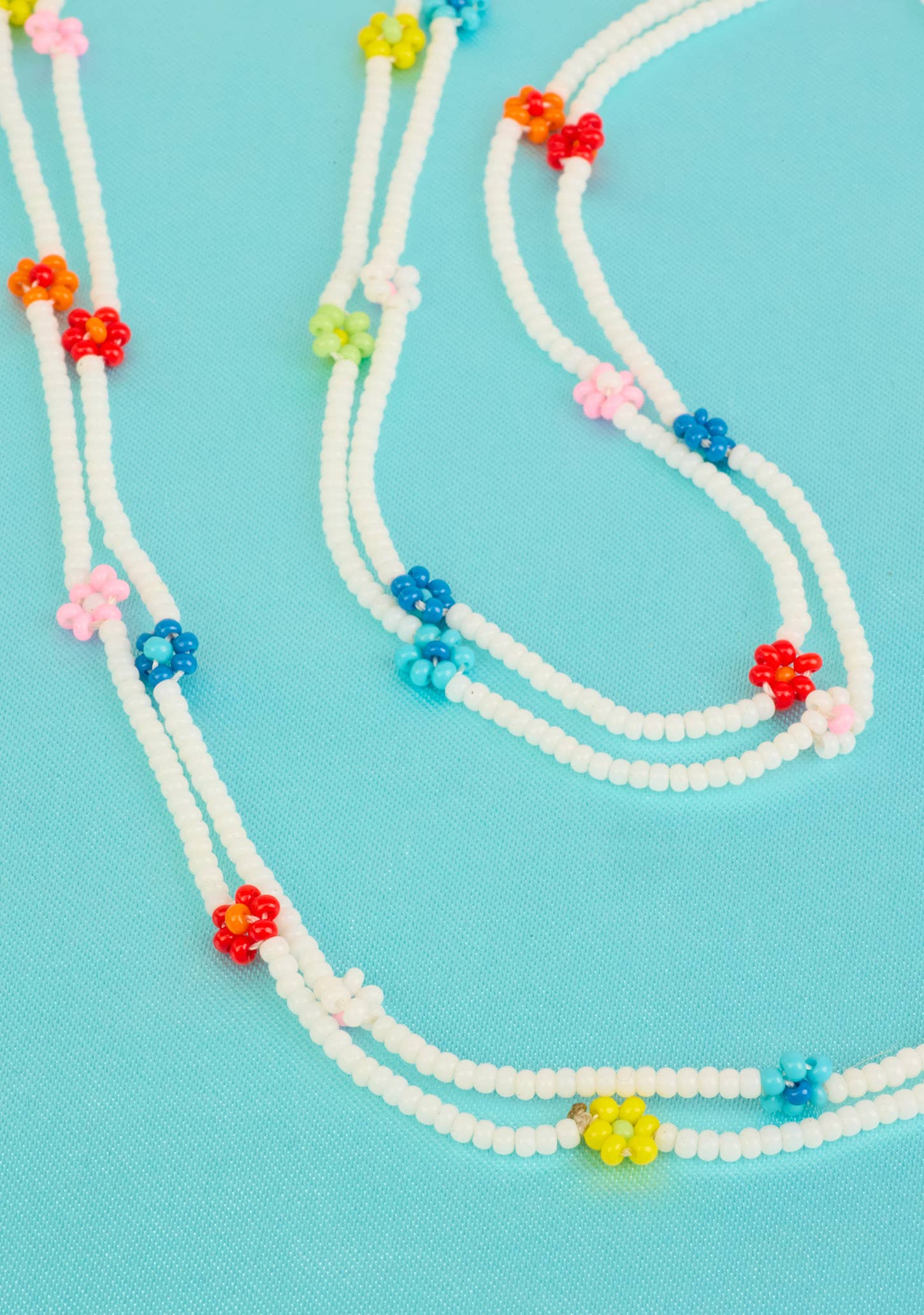 Namaste – wholesale Beaded/pearl necklace – Flower Seed Bead Layered Necklace0