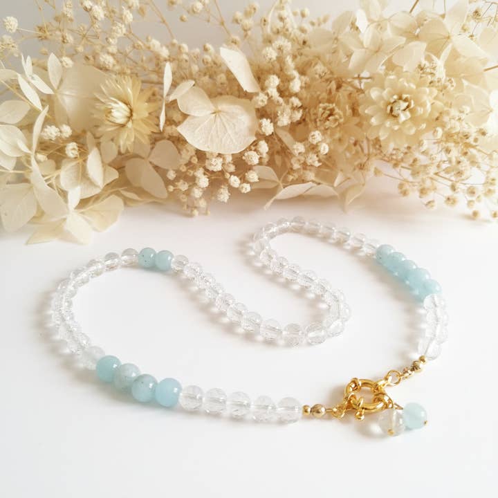 Halsband Sten Kvarts Kristall och Akvamarin för wholesale av Produtos Namasté