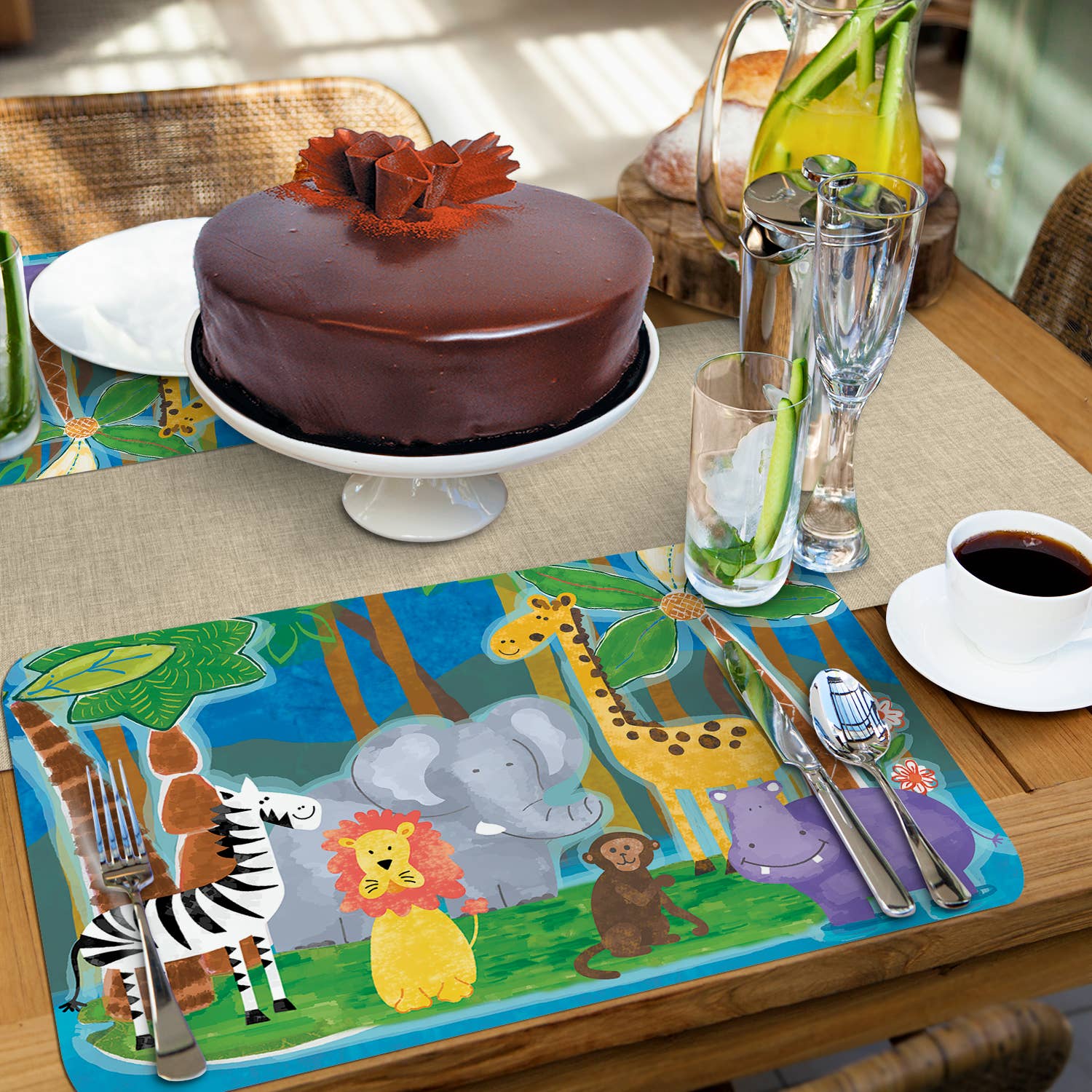 CounterArt/Highland Home/Thirstystone - Wholesale Placemat - Kids Jungle Friends Reversible Rectangular Plastic Placemat5
