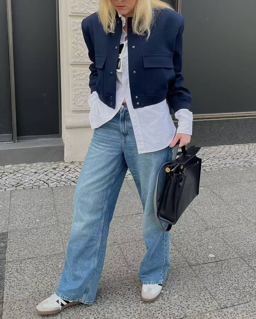 HIDDENBRAND - Wholesale Bomber Jacket - Women's - relaxed button through cropped bomber jacket19