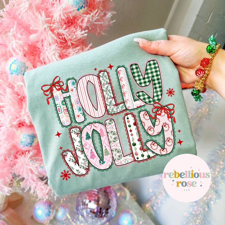 Holly Jolly Christmas Graphic T-shirt for wholesale by Rebellious Rose LLC