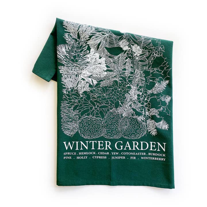 Winter Garden Hand-printed Tea Towel for wholesale by Planetarium