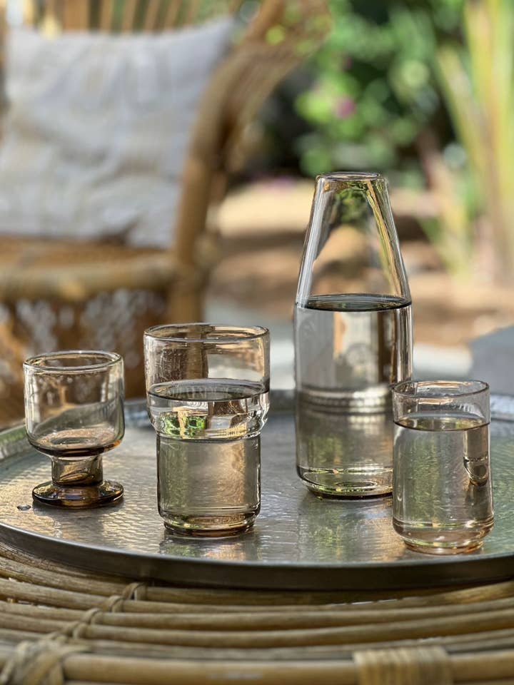 Handmade blown Glass Goblet, Honey Amber Colour for wholesale by Bynumide