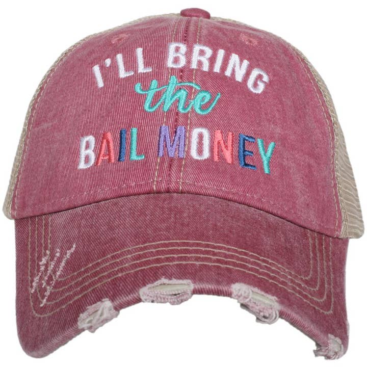 Gray I'll Bring The Bail Money Trucker Hat for wholesale on Faire