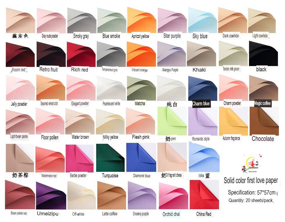 Elegant Design Supply - Wholesale Wrapping Paper Roll - Solid Color Korean Inspired Flower Wrapping Paper (20pcs/bag)58