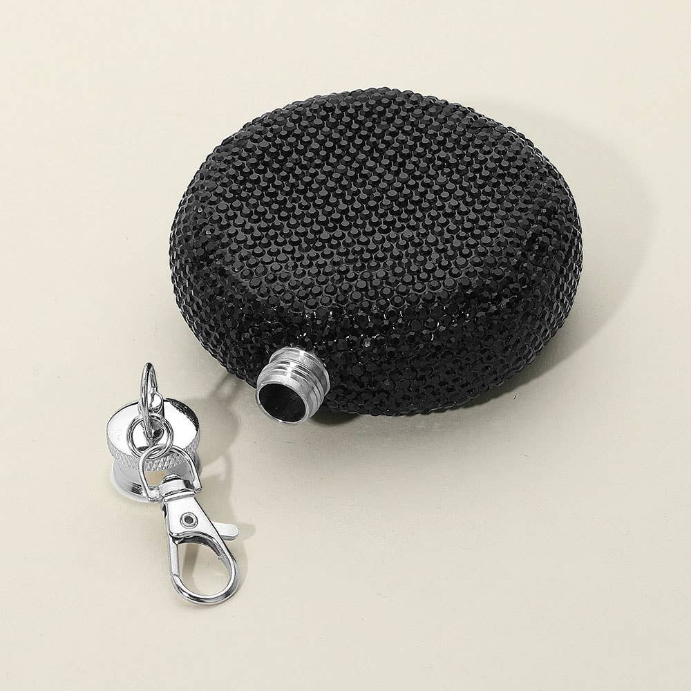 Sensibling Corp. - Wholesale Flask - 3oz Bling Studded Stainless Steel Round Flask2
