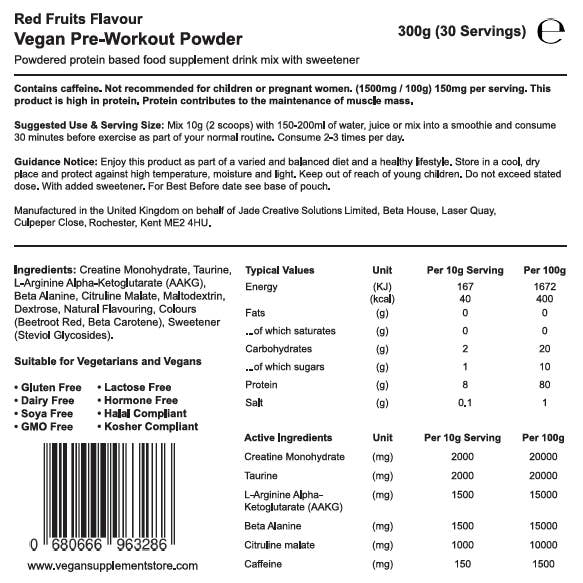 Vegan Supplement Store – wholesale Protein/superfood powder – Vegan Pre-Workout Powder3