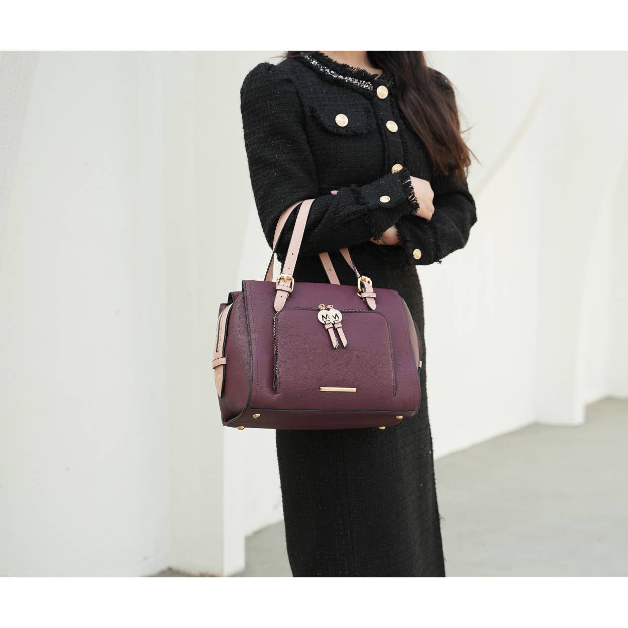 MKF Collection - Wholesale Satchel - Women's - Elise Vegan Leather Color-Block Women Satchel Bag by Mia k3