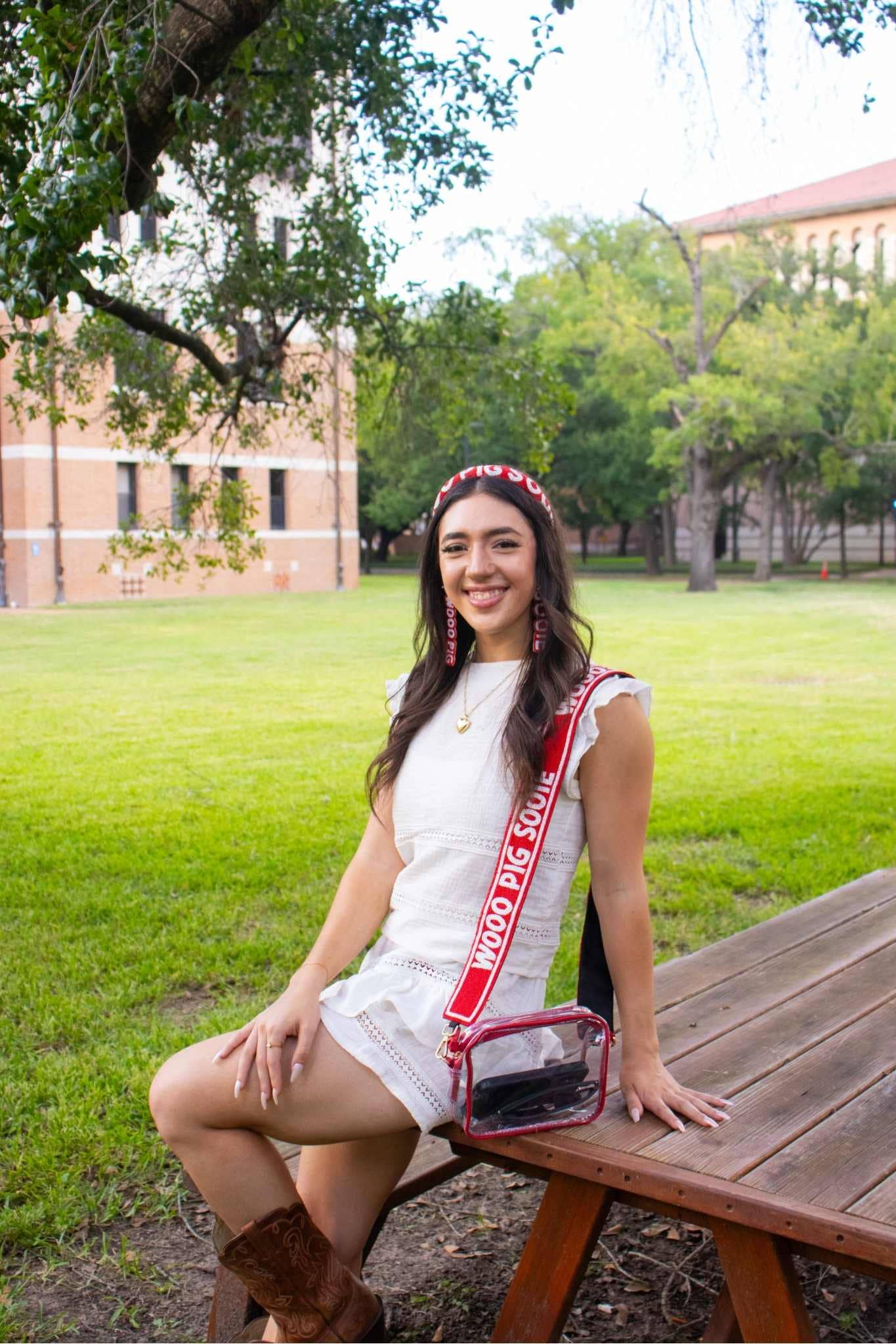 Desden - Venta al por mayor Correa de bolso - Mujer - Correa de Bolso con Cuentas Arkansas Razorbacks Sooie Pig en Rojo y Blanco de Desden5