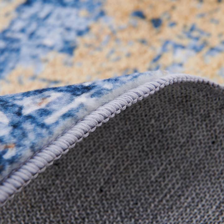 Amazing Rugs – Großhandel Teppichvorleger – Zara Abstract Design, maschinenwaschbarer Teppich in Blau und Gold6