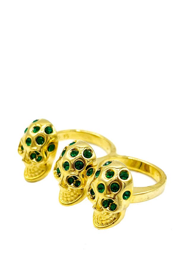 Andrea Bijoux - Wholesale Multi-Stone Ring - Triple Finger Skull Fashion Ring4