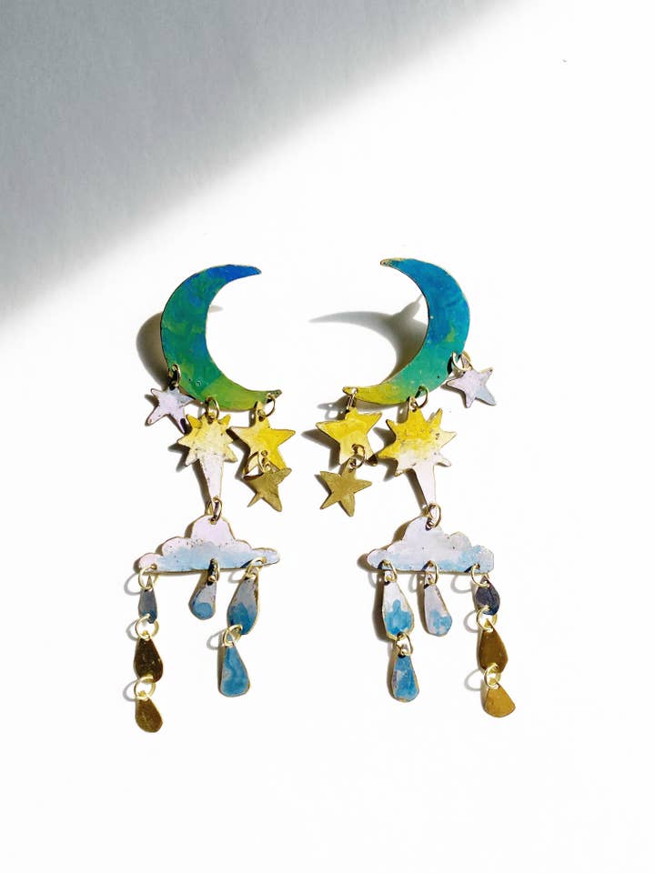 Dreamgaze Celestial Hand Painted Earrings for wholesale by storm + stress