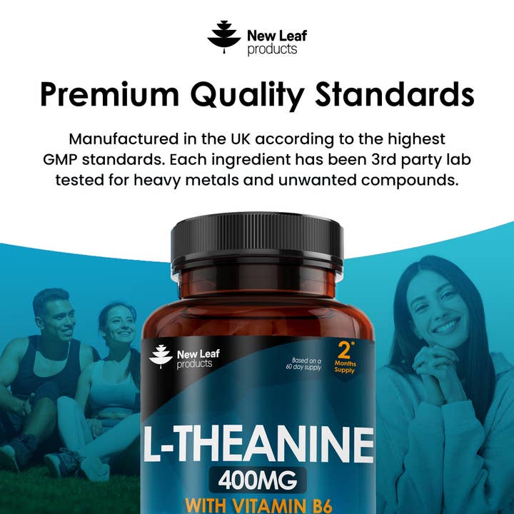 New Leaf products Ltd – wholesale Oral supplement/vitamin – L-Theanine + Vitamin B6 400mg Vegan Capsules - 120 Fill4
