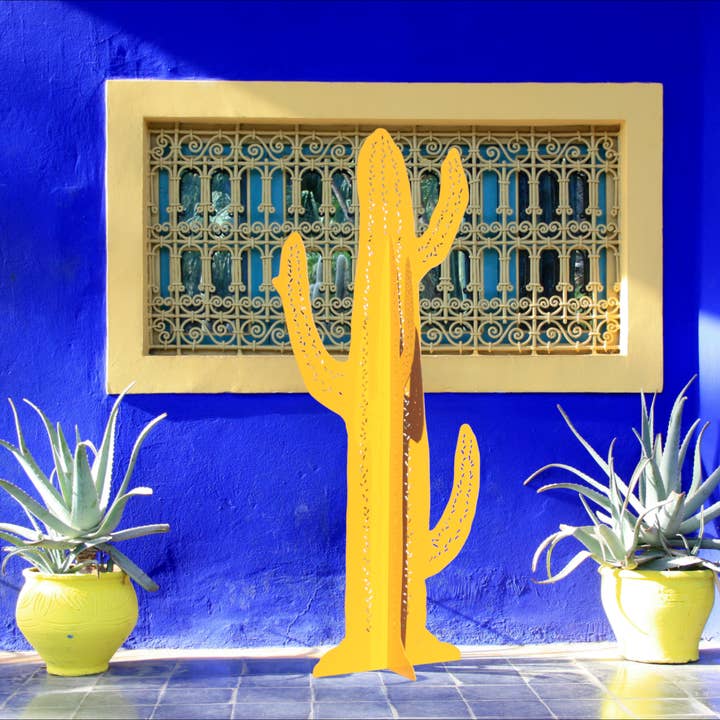 Mexican Metal Cactus with 5 Branches Epoxy Paint – 4 Different Colors for wholesale by Maison Annabi