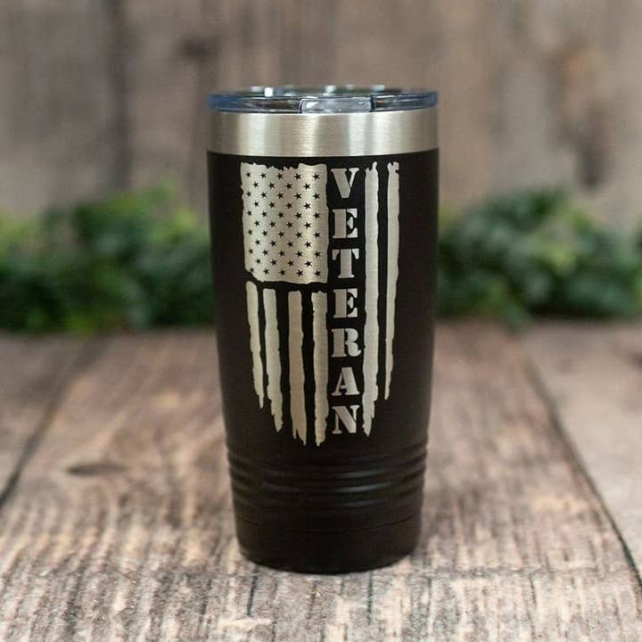 Veteran - Engraved Stainless Personalized Cup for wholesale by 3C Etching