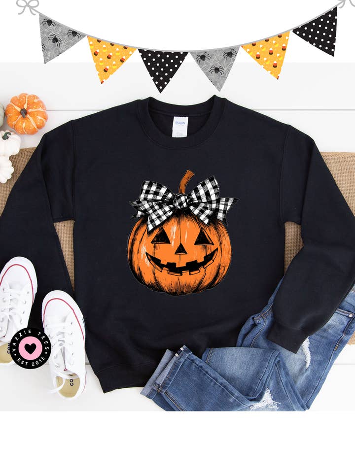 Retro Pumpkin Face Sweatshirt for wholesale by Vazzie Tees