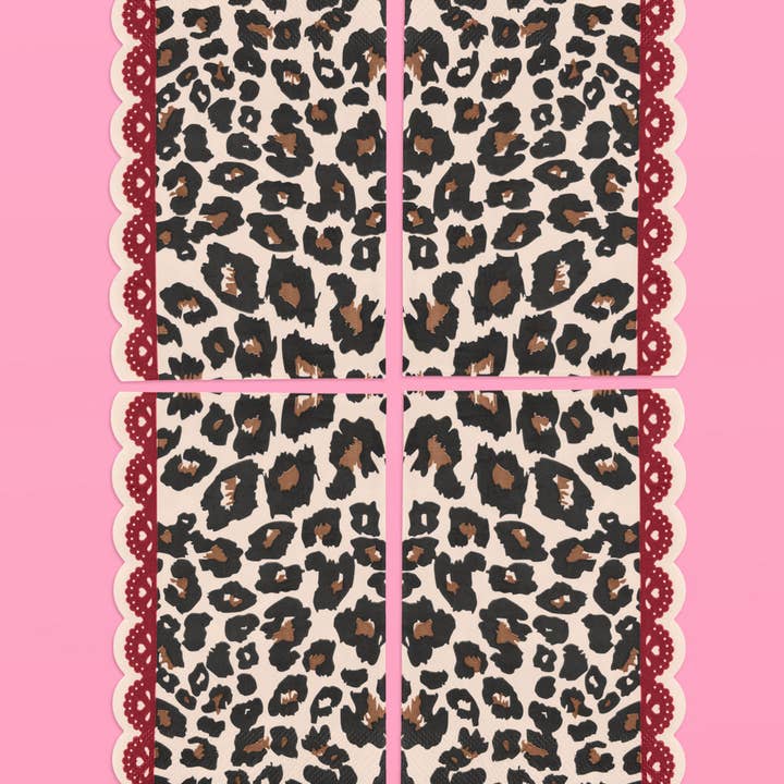 xo, Fetti - Wholesale Disposable Napkin - Wild Thing Napkins - 25 paper napkins, cheetah, safari, Vday5