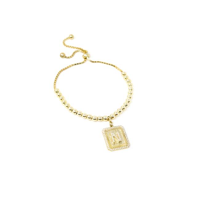 Square Initial Bracelet in Gold for wholesale by The Sis Kiss