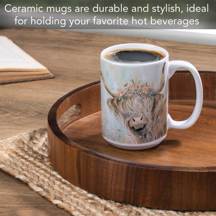 CounterArt/Highland Home/Thirstystone/CoasterStone - Wholesale Coffee Mug - "Highland Beauty" 15 oz. Decorative Ceramic Mug