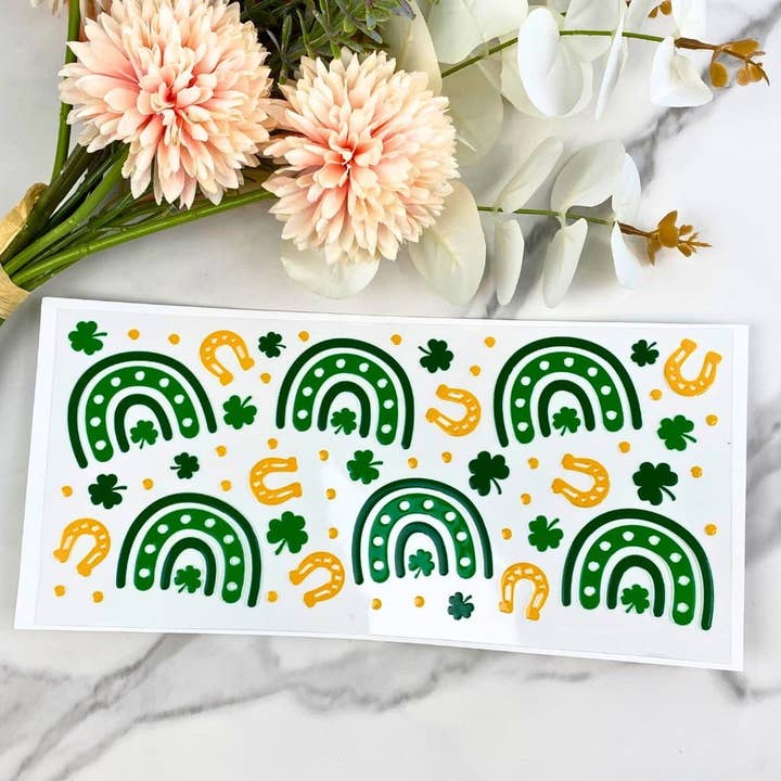 Arcoíris Verdes | Envoltura UV DTF de 16 oz para venta al por mayor de HKS Custom Designs