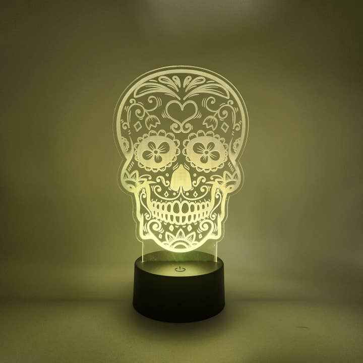 The 308 Collective - Wholesale Accent/desk lamp - Sugar Skull LED Light | Calavera - Day of the Dead Lamp2