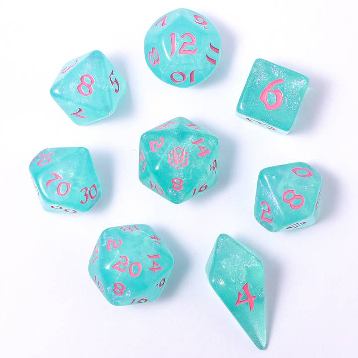 HY02028 Rouleaux Forgés par le Dragon - Ensemble de Dés Polyédriques à Bord Arrondi de 8 Pièces - Philtre d'Amour pour la vente par Hymgho Premium Dice
