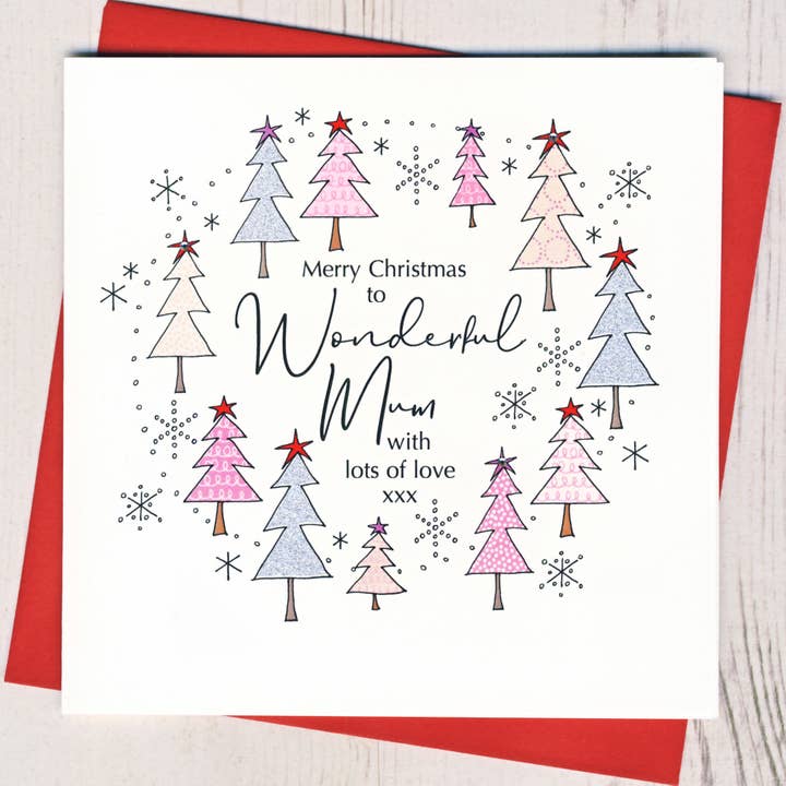 Karte „Merry Christmas To A Wonderful Mum“ für den Großhandel von Eggbert & Daisy