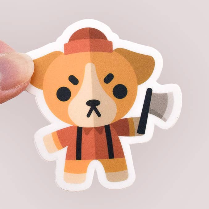 Autocollant en vinyle Chien Bûcheron pour la vente par Canofdanchan Shop