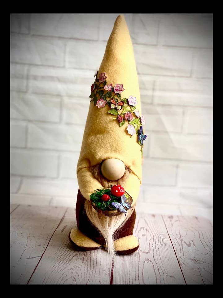 Handmade Woodland Nordic Gnome with Toadstool for wholesale by Forever Gnomes UK Store