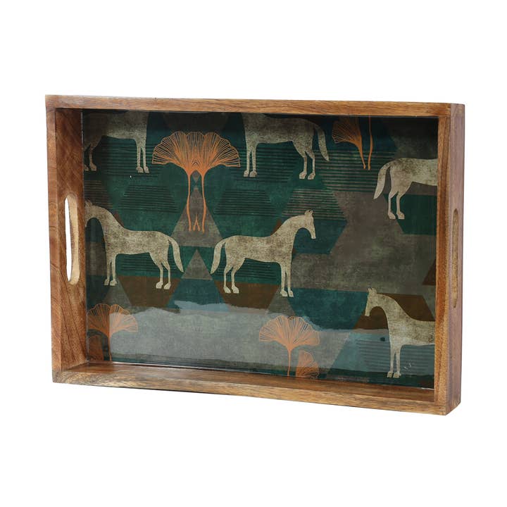 Tiramisu - Wholesale Decorative Tray - Moon Horse Resin and Wood Decorative Trays (Set of 3)0