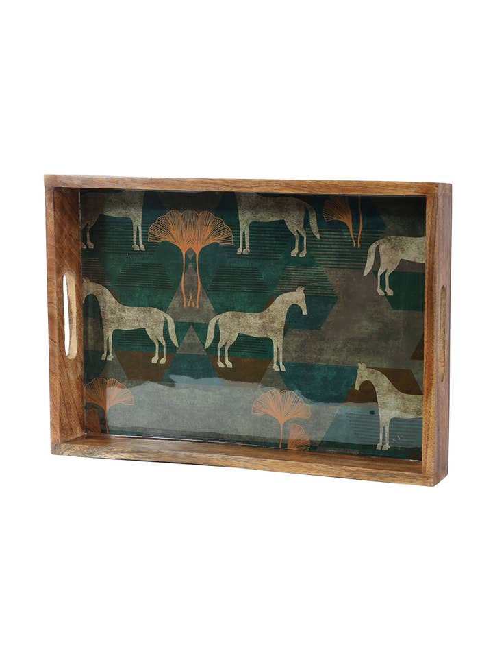 Moon Horse Resin and Wood Decorative Trays (Set of 3) for wholesale by Tiramisu