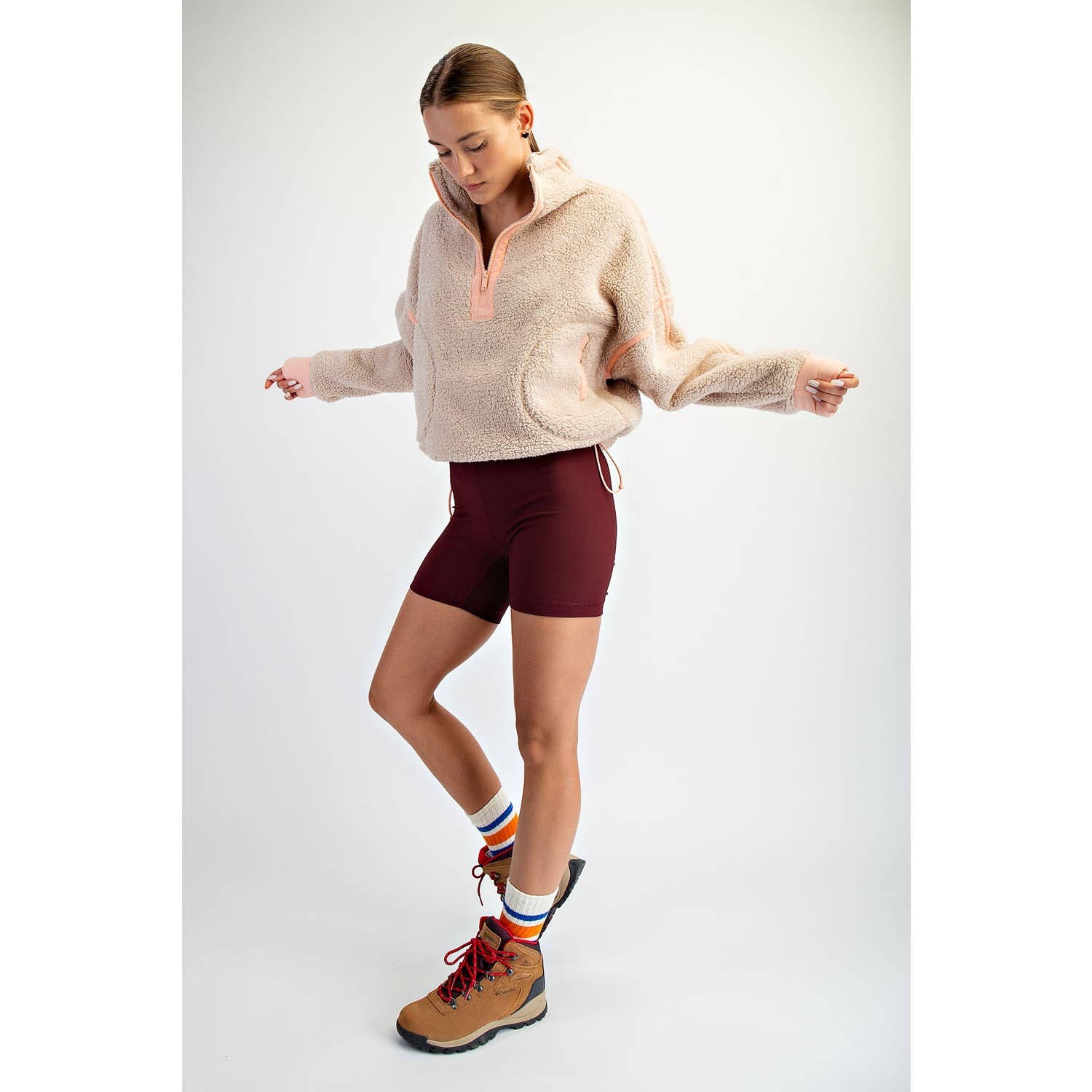 Rae Mode - Wholesale Jacket - Women's - SHERPA MOCK NECK QUARTER ZIP JACKET1