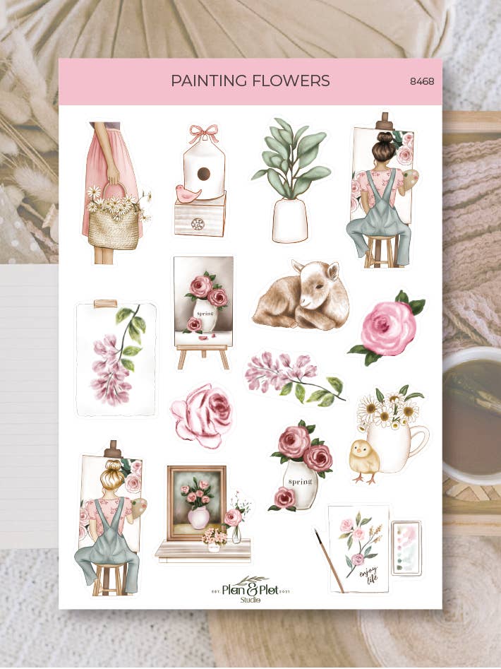 Painting flowers | Stickers for wholesale by Plan & Plot Studio